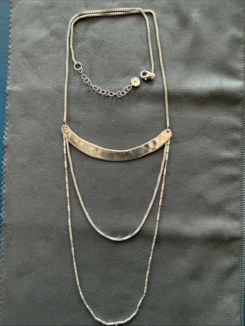 Silpada Silver Layered Hammered Curved Bar Necklace
